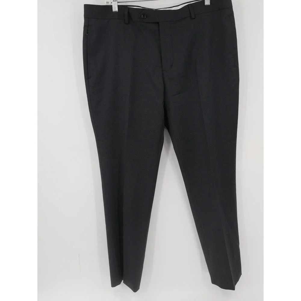 Brooks Brothers 1818 Dress Pants Gray Wool Blend Slim Flat Front Men's 36x30